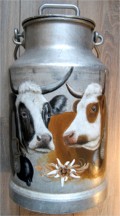 Bidon à lait peint à la main - Vaches d'alpage.