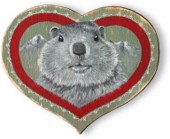 Coeur bois peint - Marmotte.