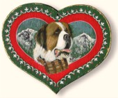 Coeur bois peint - Chien Saint Bernard.