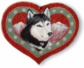 Coeur bois -Chien "Husky".