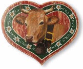 Coeur en bois peint  - Vache "Tarine".