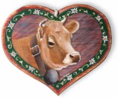 Coeur en bois peint - Vache "Tarentaise".