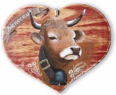 Coeur en bois peint - Vache "Parthenaise".