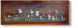 Poya - Tableau peint sur bois - Vaches en alpage.
